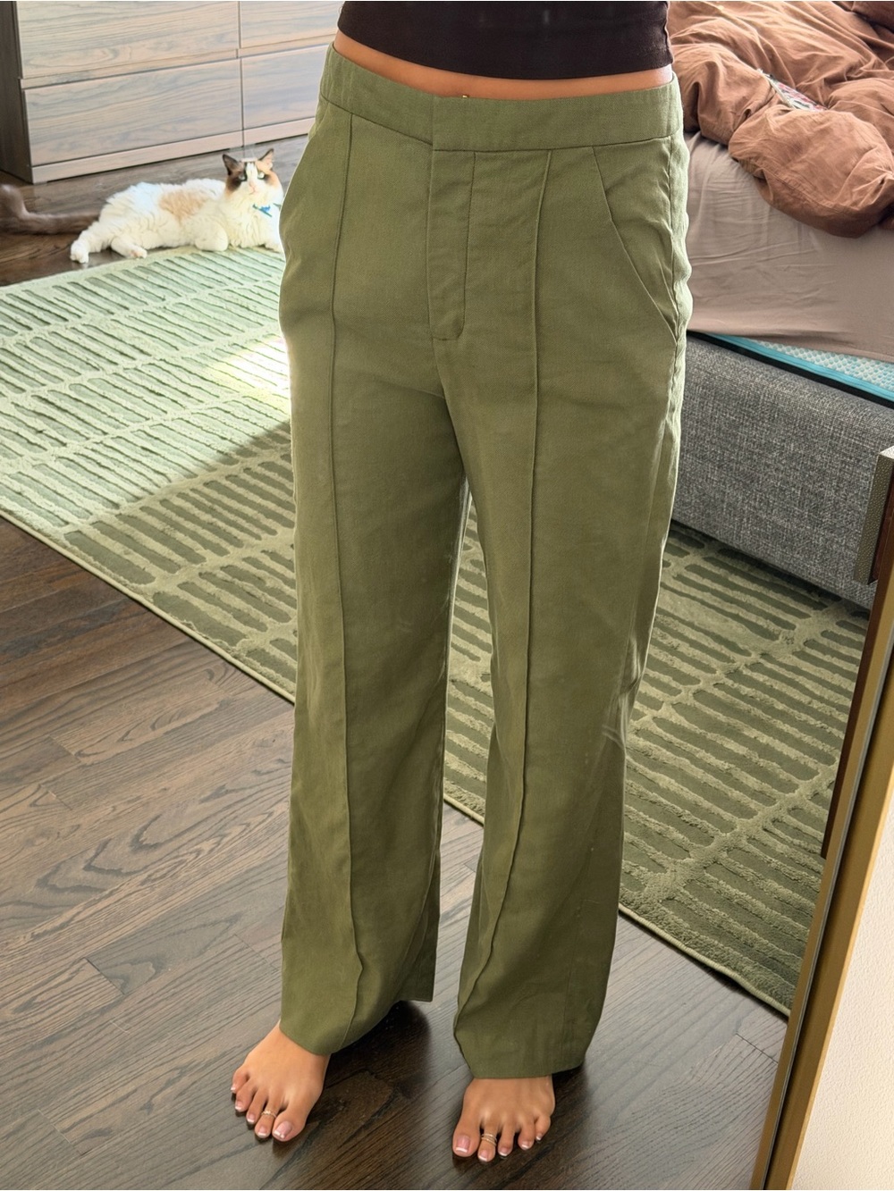 Veronica Beard Olive Green Straight-Leg